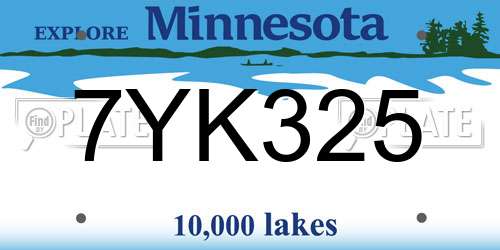 7YK325 Minnesota License Plate
