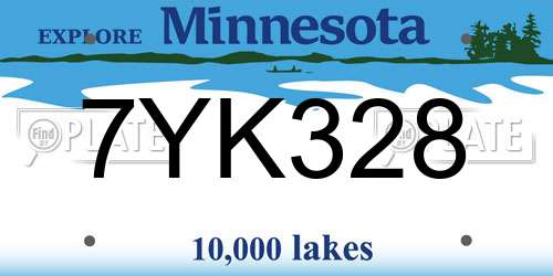 7YK328 Minnesota License Plate