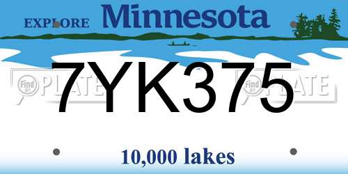 7YK375 Minnesota License Plate