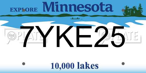7YKE25 Minnesota License Plate