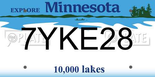 7YKE28 Minnesota License Plate