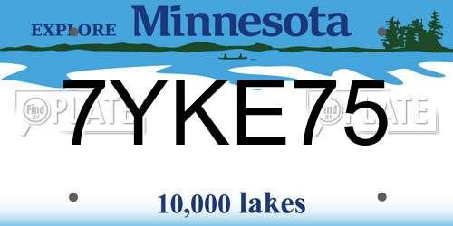 7YKE75 Minnesota License Plate