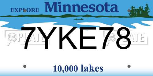 7YKE78 Minnesota License Plate
