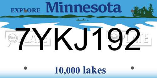 7YKJ192 Minnesota License Plate