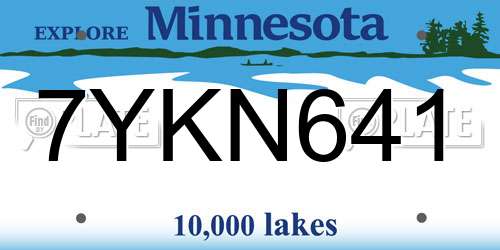 7YKN641 Minnesota License Plate