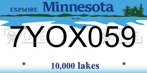 7YOX059 Minnesota License Plate