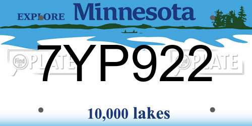 7YP922 Minnesota License Plate