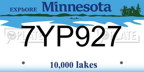 7YP927 Minnesota License Plate