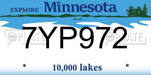7YP972 Minnesota License Plate