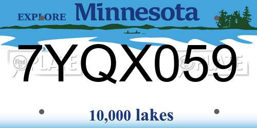 7YQX059 Minnesota License Plate