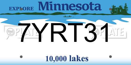 7YRT31 Minnesota License Plate