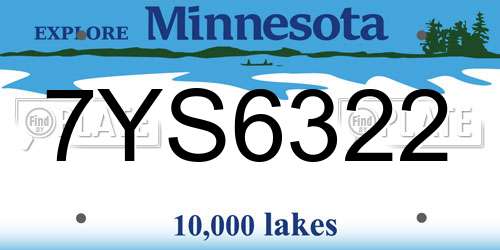 7YS6322 Minnesota License Plate