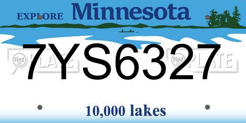 7YS6327 Minnesota License Plate
