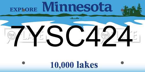 7YSC424 Minnesota License Plate