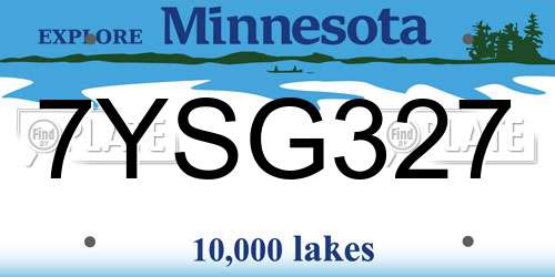 7YSG327 Minnesota License Plate