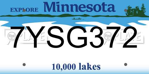 7YSG372 Minnesota License Plate