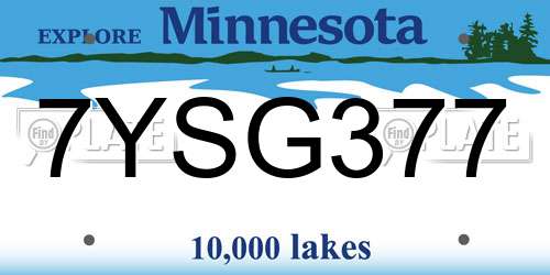 7YSG377 Minnesota License Plate