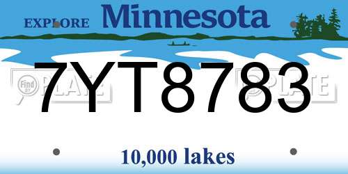 7YT8783 Minnesota License Plate
