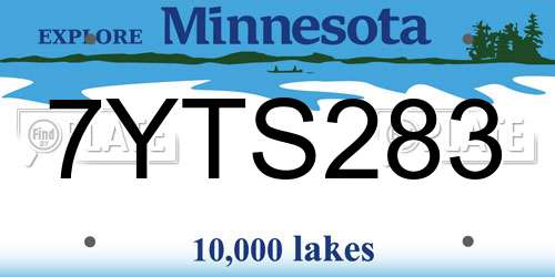 7YTS283 Minnesota License Plate