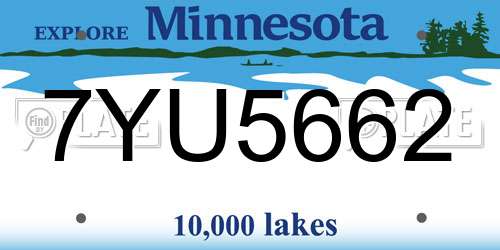 7YU5662 Minnesota License Plate