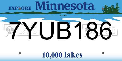 7YUB186 Minnesota License Plate