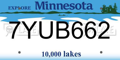 7YUB662 Minnesota License Plate