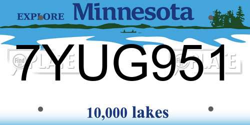7YUG951 Minnesota License Plate