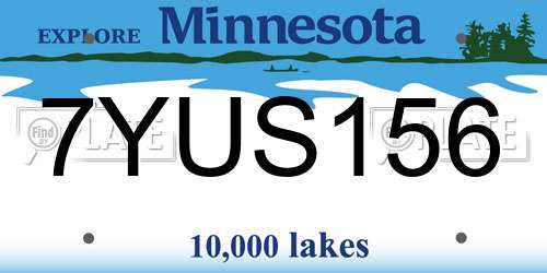 7YUS156 Minnesota License Plate