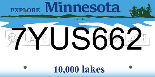 7YUS662 Minnesota License Plate