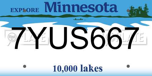 7YUS667 Minnesota License Plate
