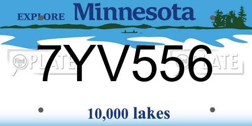 7YV556 Minnesota License Plate