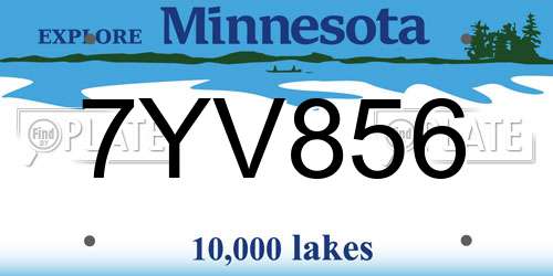 7YV856 Minnesota License Plate