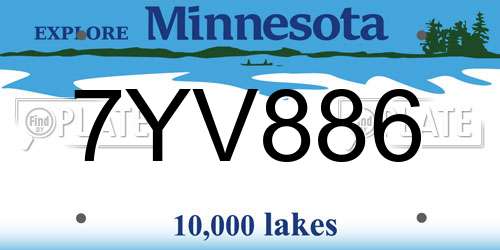 7YV886 Minnesota License Plate