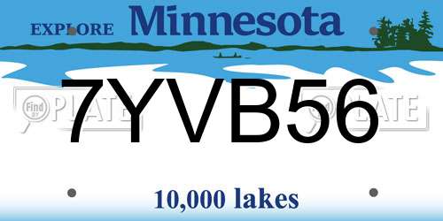 7YVB56 Minnesota License Plate