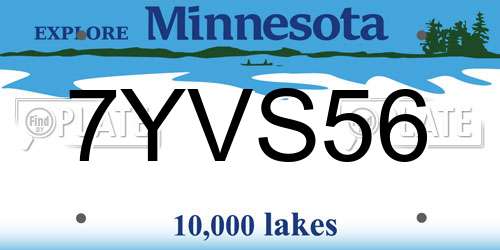 7YVS56 Minnesota License Plate