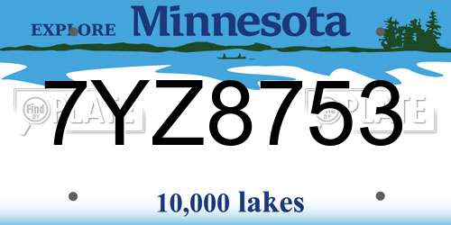 7YZ8753 Minnesota License Plate