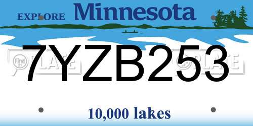 7YZB253 Minnesota License Plate