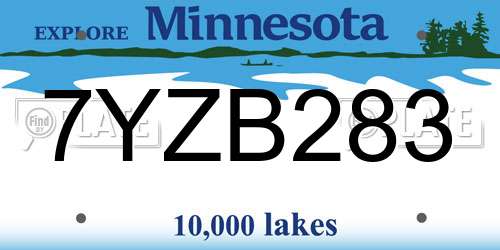 7YZB283 Minnesota License Plate