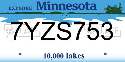 7YZS753 Minnesota License Plate