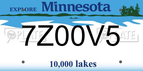7Z00V5 Minnesota License Plate