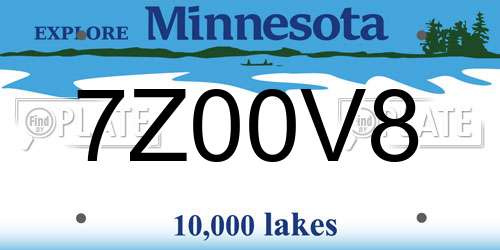 7Z00V8 Minnesota License Plate