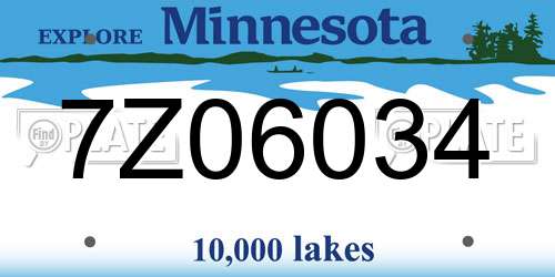 7Z06034 Minnesota License Plate