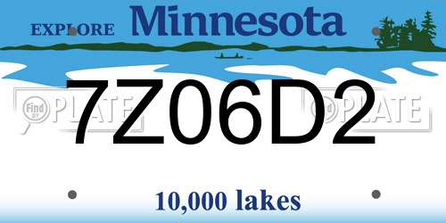 7Z06D2 Minnesota License Plate