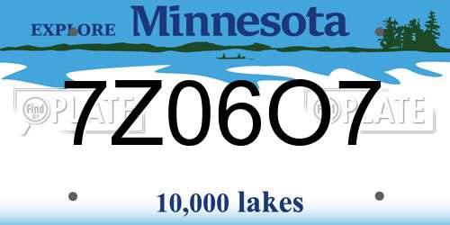 7Z06O7 Minnesota License Plate