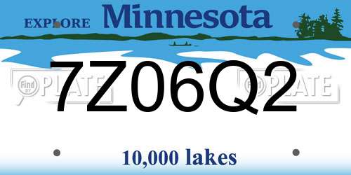 7Z06Q2 Minnesota License Plate
