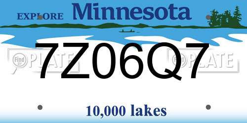 7Z06Q7 Minnesota License Plate