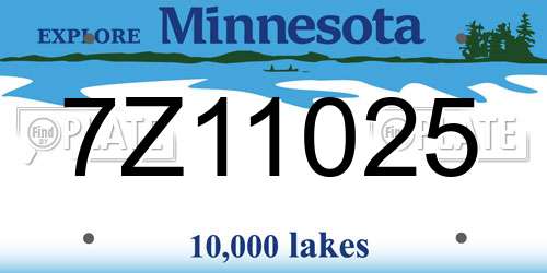 7Z11025 Minnesota License Plate
