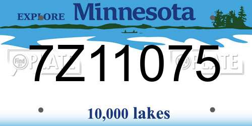 7Z11075 Minnesota License Plate