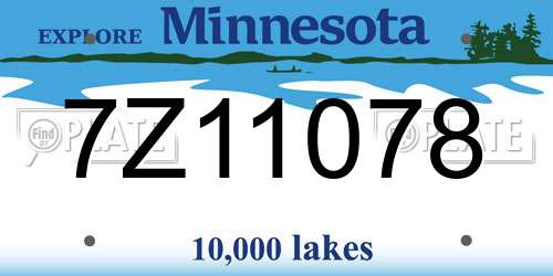 7Z11078 Minnesota License Plate