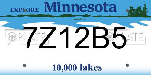7Z12B5 Minnesota License Plate